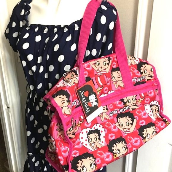 LARGE Betty Boop Pink Tote Bag 18x14x9 NEW  BB2 - Picture 2 of 2